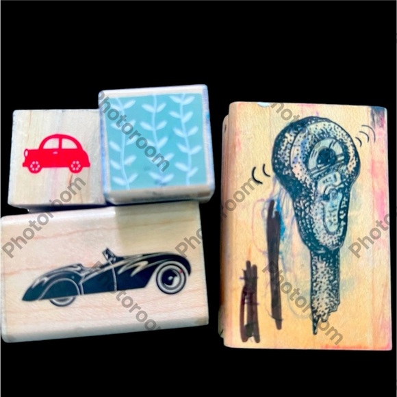 Car Rubber Stamps Inkadinkadoo Hero Arts Car Parking Meter race VW bug - Picture 3 of 5
